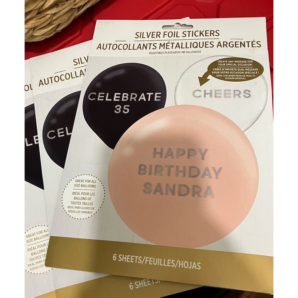 SILVER FOIL STICKERS LABEL BALLOONS HOW YOU WANT